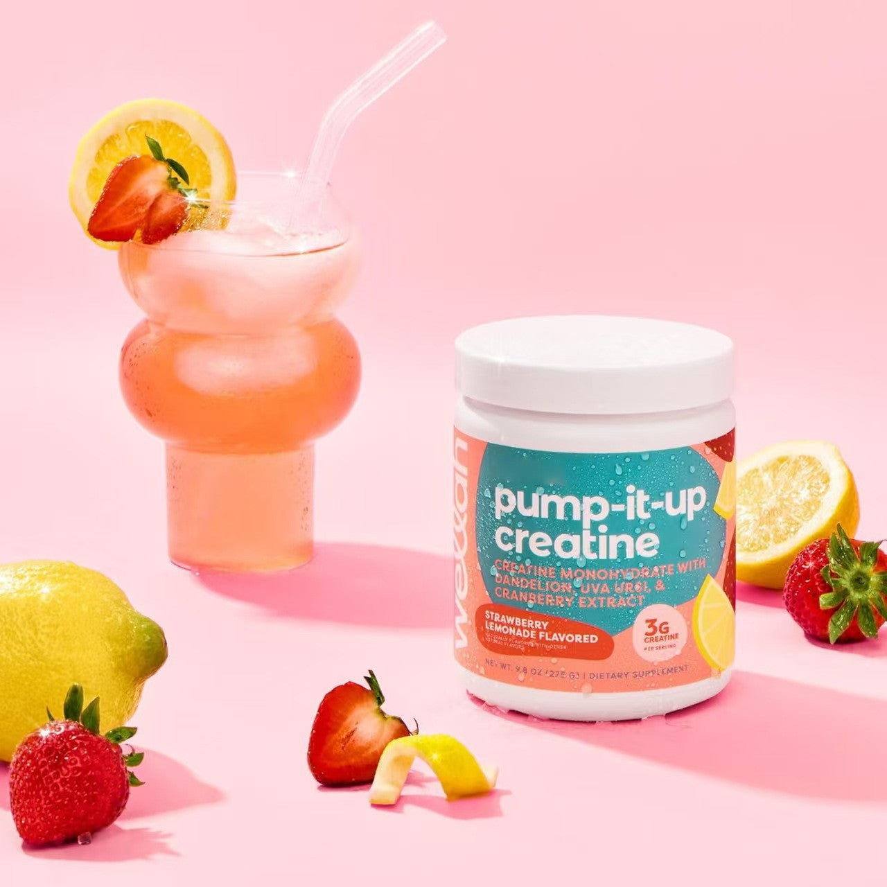 Creatine Monohydrate for Women - 3g Serving | Dandelion, Uva Ursi & Cranberry | Zero Bloat | Vegan | Strawberry Lemonade