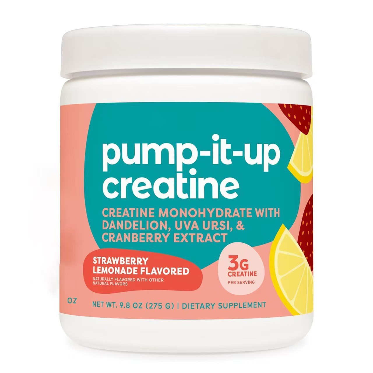 Creatine Monohydrate for Women - 3g Serving | Dandelion, Uva Ursi & Cranberry | Zero Bloat | Vegan | Strawberry Lemonade