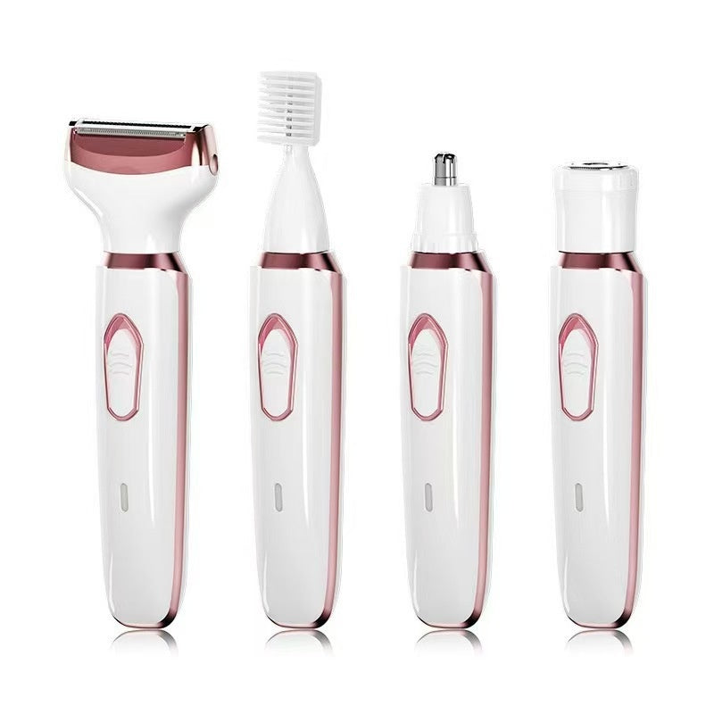 4-in-1 Electric Shaver & Trimmer for Women - Foil Shaver, Body Trimmer, Eyebrow & Nose Heads | Wet & Dry | USB Rechargeable