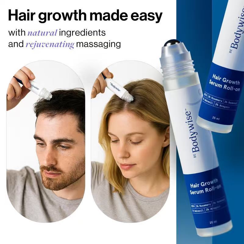 Hair Density Roll-On Serum for Women - 5% Saw Palmetto, Rosemary & Caffeine | Targets Hair Fall & Thinning | No-Rinse | 25ml